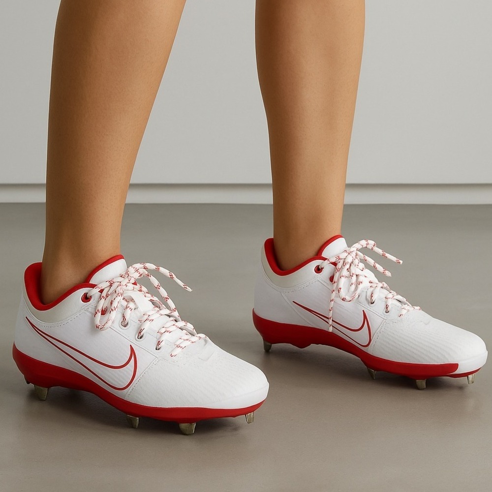 Nike Hyperdiamond 4 Elite Softball Cleats White Red 9.5 Metal Spikes FZ0923-104